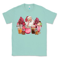 Seafoam pink christmas pink tree santa coffe cups Classic Tee - CowGirlArtShop