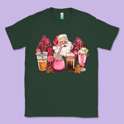 Pink Christmas Pink Tree Santa Coffe Cups Classic Tee Designed By Cowgirlartshop