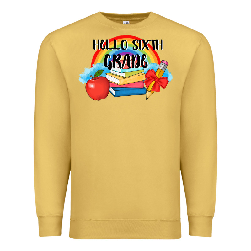 Back To School Hello Sixth Grade 3200x2400 Premium Sweatshirt by AdoDesignShop | Teevron