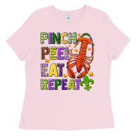 Bubblegum Pink Pinch peel eat repeat crawfish Ladies Tee - HowdyJamesFarm