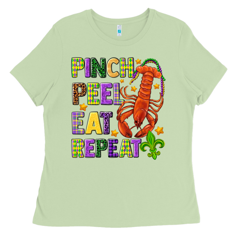 Pinch Peel Eat Repeat Crawfish Ladies Tee by HowdyJamesFarm | Teevron