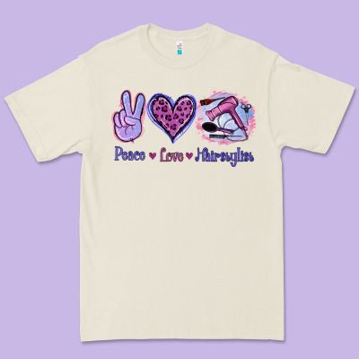 Peace Love Hairstylist Premium Tee Designed By Jasminsmagicworld