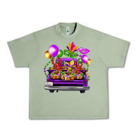 Oil Green mardi gras farm truck back view Urban Heavy Tee - FaDigitalArtStudio