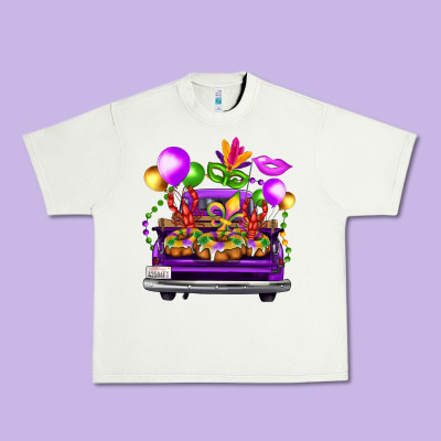 Mardi Gras Farm Truck Back View Urban Heavy Tee Designed By Fadigitalartstudio