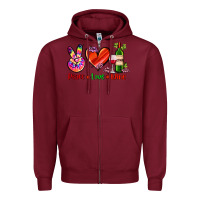 Burgundy peace love wine Zipper Hoodie - AdoDesignShop