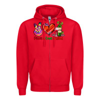 Red peace love wine Zipper Hoodie - AdoDesignShop