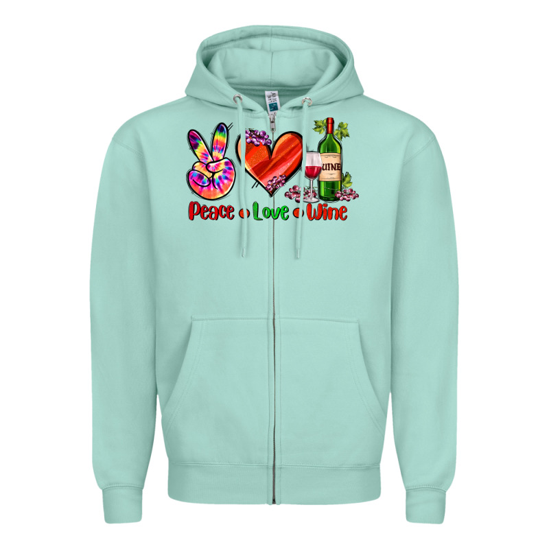 Peace Love Wine Zipper Hoodie by AdoDesignShop | Teevron