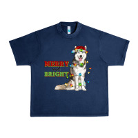 Navy Merry And Bright Husky Urban Heavy Tee - RanaPortraitStore