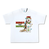 White Merry And Bright Husky Urban Heavy Tee - RanaPortraitStore