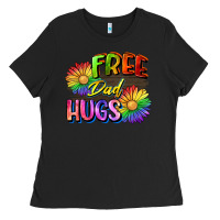 Black Free dad hugs Ladies Tee - CowGirlArtShop