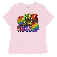 Bubblegum Pink Free dad hugs Ladies Tee - CowGirlArtShop