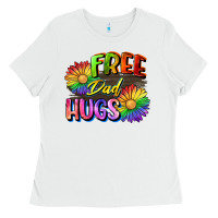 White Free dad hugs Ladies Tee - CowGirlArtShop