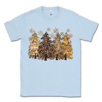 Dusty Blue merry christmas leopard trees Classic Tee - CowGirlArtShop