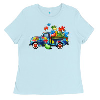 Baby Blue Autism truck Ladies Tee - CowGirlArtShop