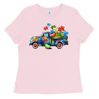 Bubblegum Pink Autism truck Ladies Tee - CowGirlArtShop