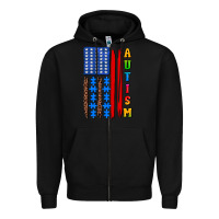 Black autism american flag Zipper Hoodie - AdoDesignShop
