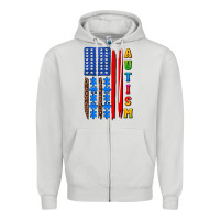 Dove Grey autism american flag Zipper Hoodie - AdoDesignShop