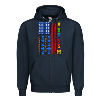 Navy autism american flag Zipper Hoodie - AdoDesignShop