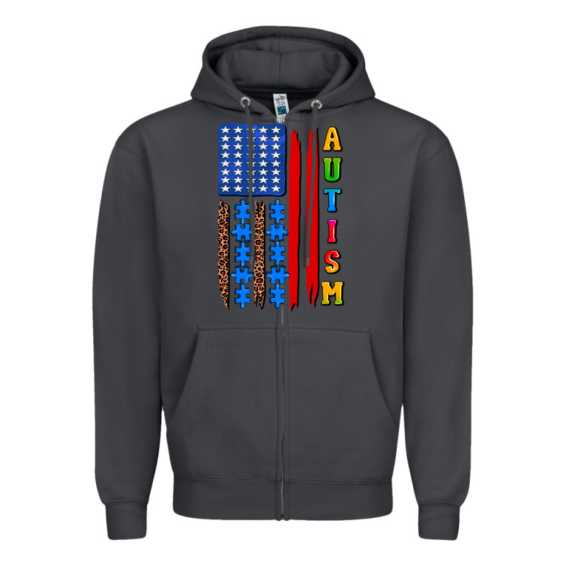 Autism American Flag Zipper Hoodie by AdoDesignShop | Teevron