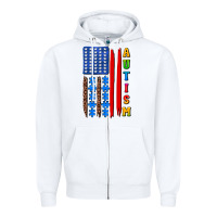 White autism american flag Zipper Hoodie - AdoDesignShop