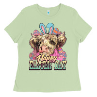 Matcha Happy Easter Day cow Ladies Tee - HowdyJamesFarm