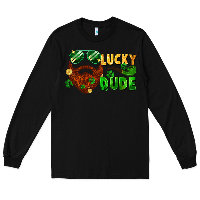 Lucky Dude Saint Patrick's Bearded Man Long Sleeve Tee by FaDigitalArtStudio | Teevron