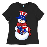 Patriotic Snowman 4th Of July Ladies Tee | Teevron