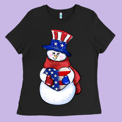 Patriotic Snowman 4th Of July Ladies Tee Designed By Howdyjamesfarm