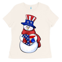 Bone Patriotic snowman 4th of july Ladies Tee - HowdyJamesFarm