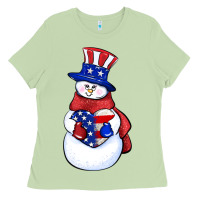 Matcha Patriotic snowman 4th of july Ladies Tee - HowdyJamesFarm