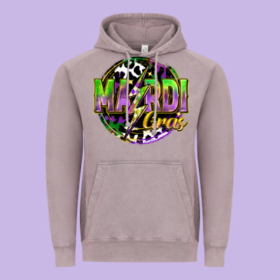 Mardi Gras Lightning Vintage Hoodie Designed By Fadigitalartstudio