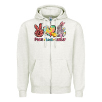 Oatmeal Heather peace love easter Zipper Hoodie - AdoDesignShop