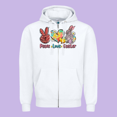Peace Love Easter Zipper Hoodie Designed By Adodesignshop