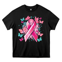 Black Breast Cancer ribbon Cancer Awareness Heavy Core Tee - HowdyJamesFarm