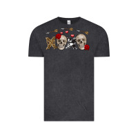 Vintage Black Xoxo Valentine skulls Valentine's Day Vintage Tee - FaDigitalArtStudio