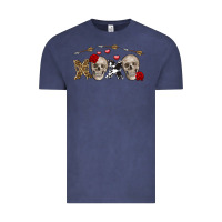 Vintage Denim Xoxo Valentine skulls Valentine's Day Vintage Tee - FaDigitalArtStudio