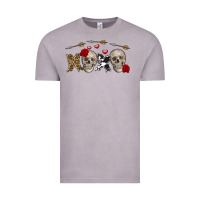 Vintage Zinc Xoxo Valentine skulls Valentine's Day Vintage Tee - FaDigitalArtStudio