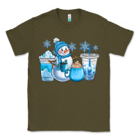 Army Green winter snowman coffee cups Classic Tee - CowGirlArtShop