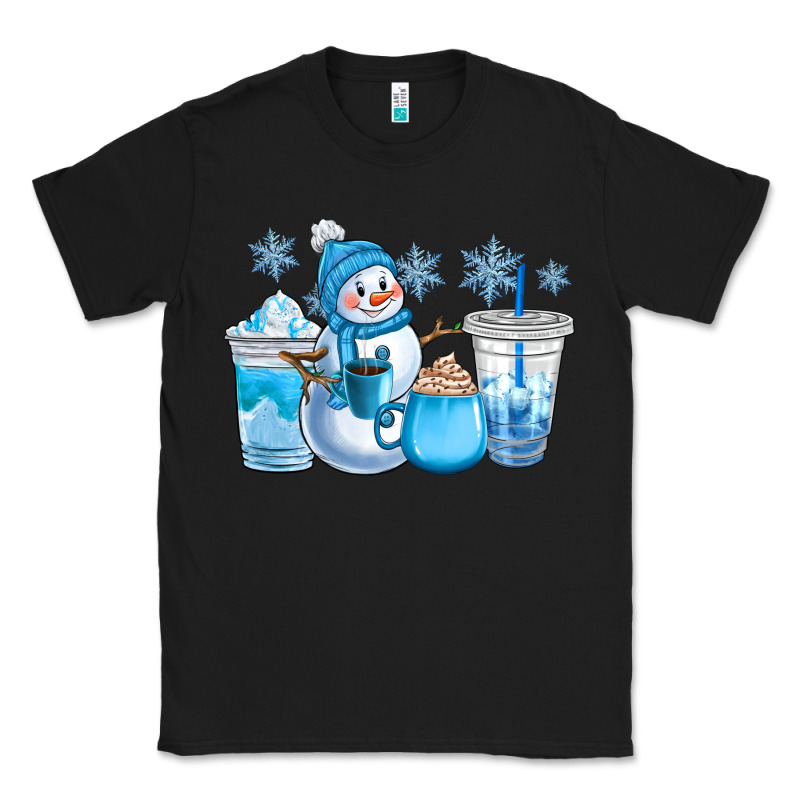 Winter Snowman Coffee Cups Classic Tee by CowGirlArtShop | Teevron