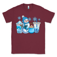 Burgundy winter snowman coffee cups Classic Tee - CowGirlArtShop