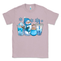 Lilac winter snowman coffee cups Classic Tee - CowGirlArtShop