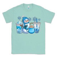 Seafoam winter snowman coffee cups Classic Tee - CowGirlArtShop