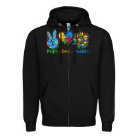 Black peace love autism Zipper Hoodie - AdoDesignShop