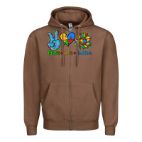 Chestnut peace love autism Zipper Hoodie - AdoDesignShop