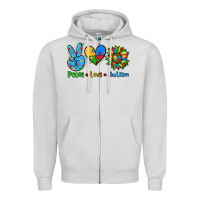 Dove Grey peace love autism Zipper Hoodie - AdoDesignShop