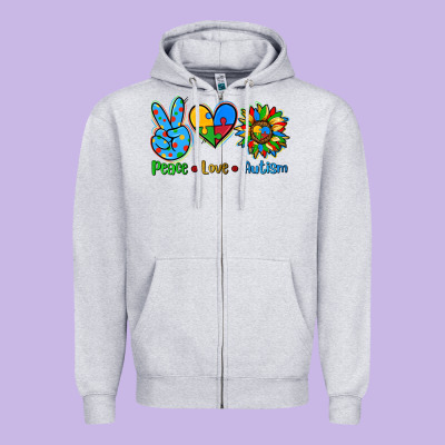 Peace Love Autism Zipper Hoodie Designed By Adodesignshop