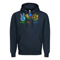Navy peace love autism Zipper Hoodie - AdoDesignShop