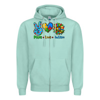 Seafoam peace love autism Zipper Hoodie - AdoDesignShop