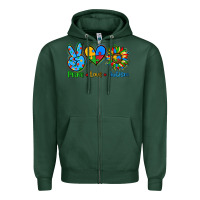 Sports Green peace love autism Zipper Hoodie - AdoDesignShop