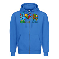 True Royal peace love autism Zipper Hoodie - AdoDesignShop